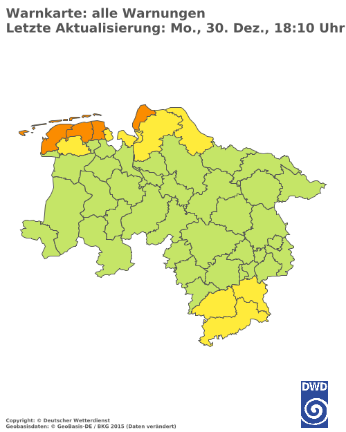 Aktuelle Wetterwarnungen für  Ammerland