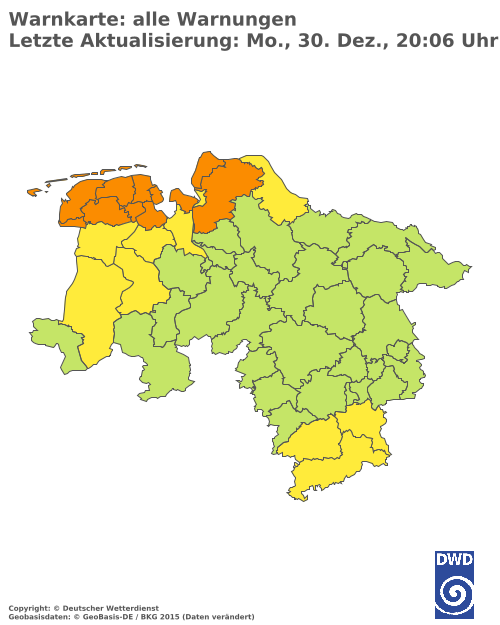 Aktuelle Wetterwarnungen für  Ammerland