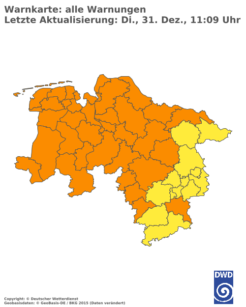 Aktuelle Wetterwarnungen für  Ammerland