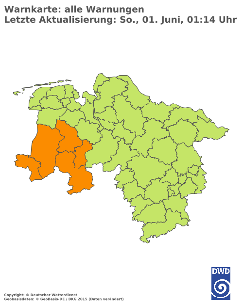 Aktuelle Wetterwarnungen für  Ammerland