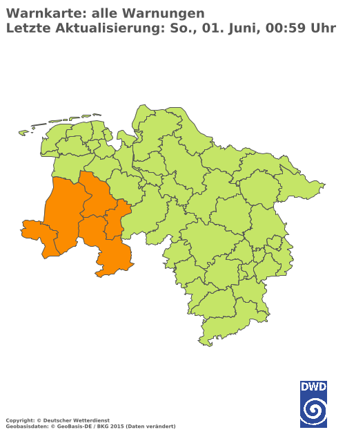 Aktuelle Wetterwarnungen für  Ammerland