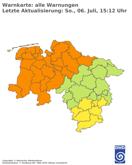 Aktuelle Wetterwarnungen für  Ammerland